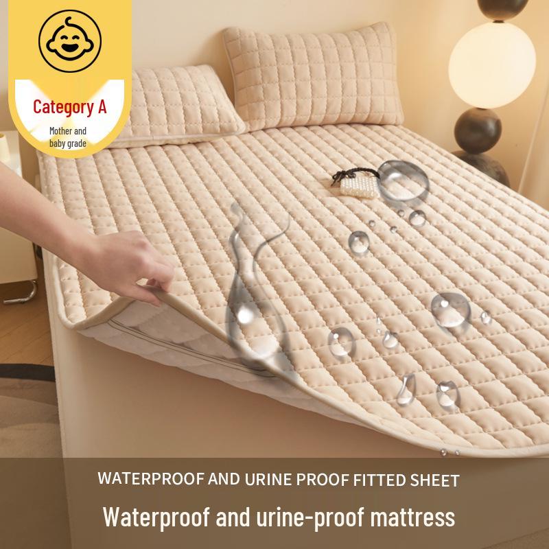 Waterproof Anti-slip Mattress Pad - Baby & Home Use, Soft & Machine Washable 1 Pillowcase