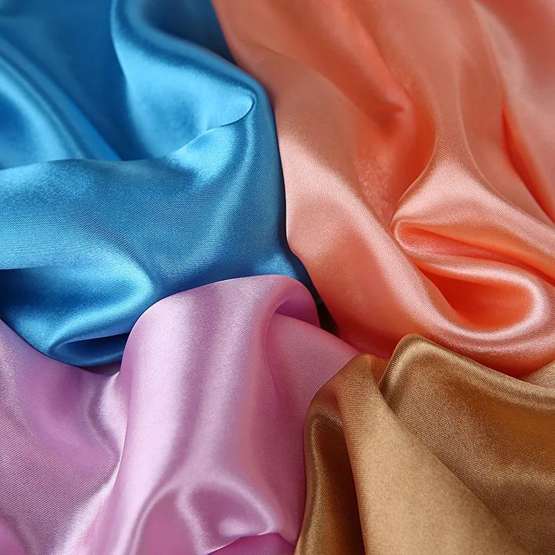 90Cm Solid Colors Neckerchief Hijab Scarf For Women Silk Satin Headband Hair Scarves Female Square Shawls Head Scarfs For Ladies