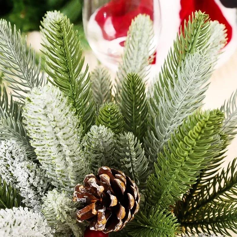 50/5x Artificial Green Pine Branch Leaves Christmas Decoration Xmas Tree Home Room Decor New Year Christmas Garland Accessory