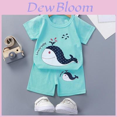 Baby Cartoon T Shirt Shorts Set With Cotton Fabric For Kids Ages 3 To 8