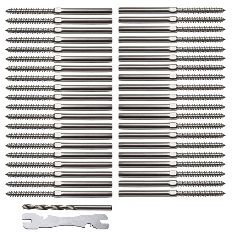 

T316 Нержавеющая сталь 3/16 Фурнитура для кабельных перил, для деревянных стоек Лестничная палуба Стойка DIY Балясина, винты с обжимной задержкой слева и справа 40PCS