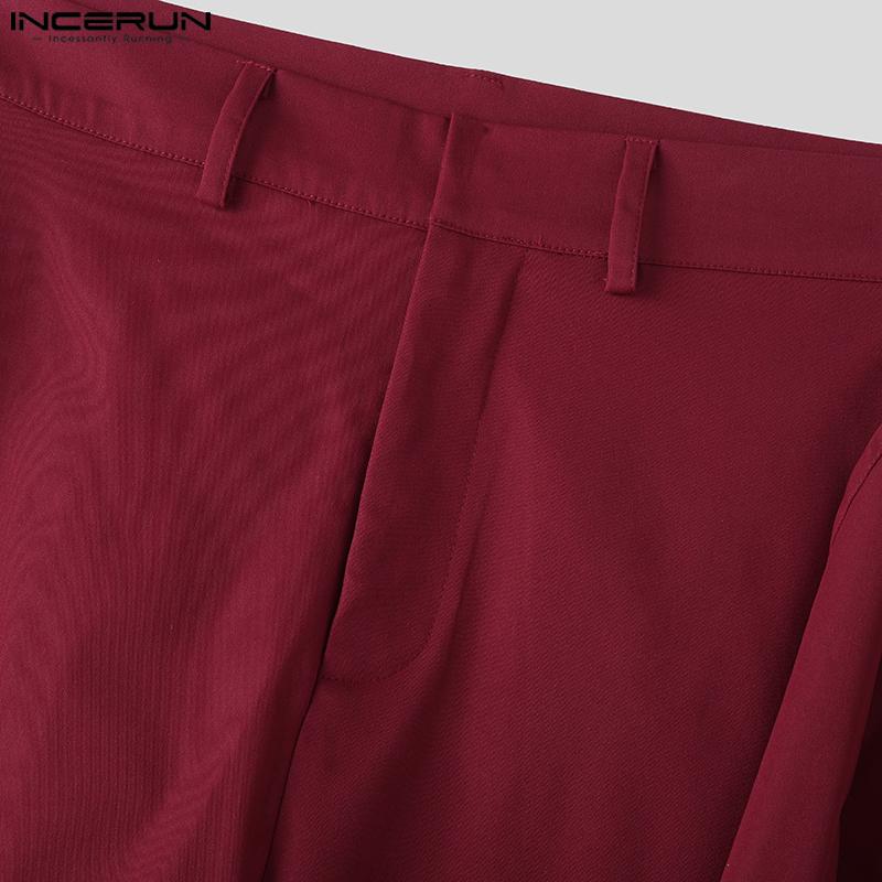 INCERUN Men Zip-up Waist Solid Color Irregular Ruffled Casual Long Harem Pants Trousers