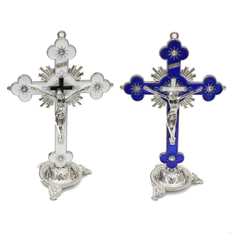 Plum Blossom Metal for Cross Jesus Christ Bitterness Church Sacred Statue Ornaments Office Household Religious Goods X3UC
