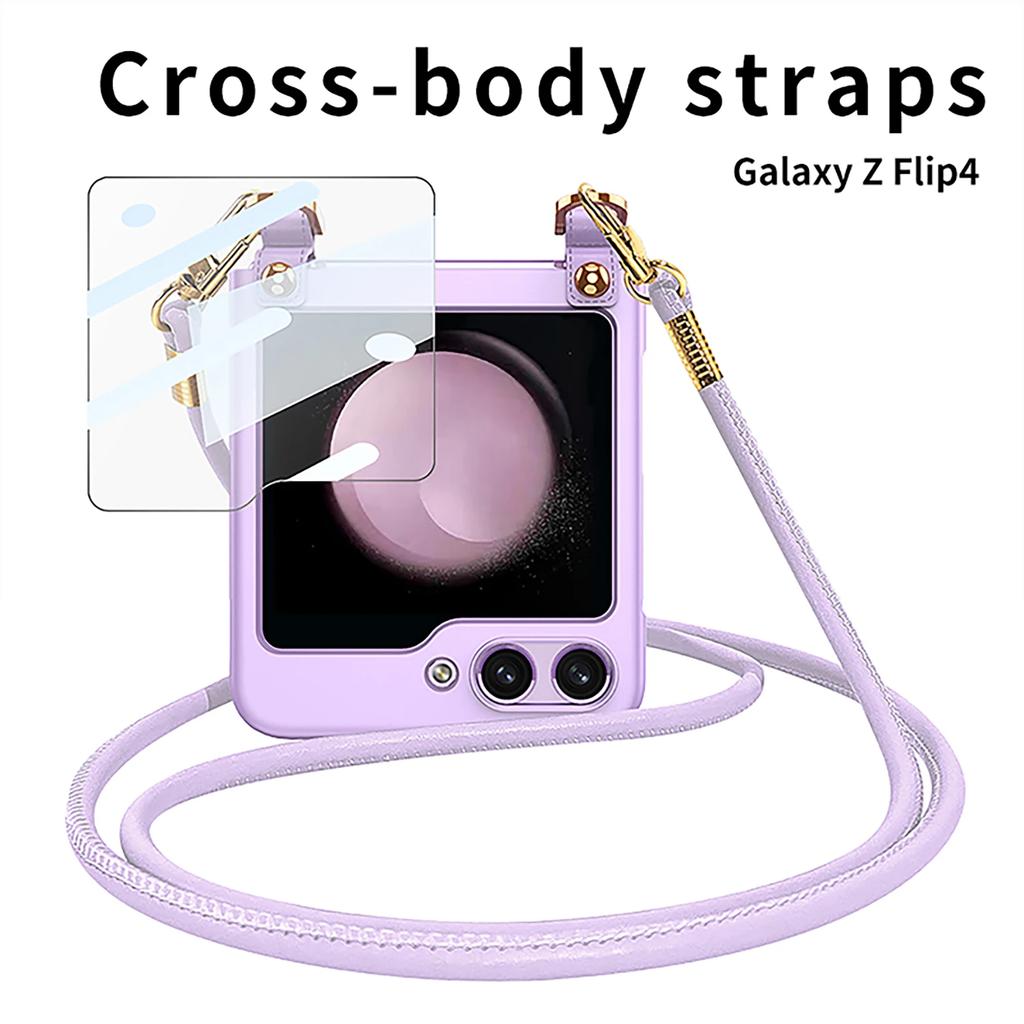 Crossbody Mirror Film Phone Case for Samsung Galaxy Z Flip 6 5 4 3 Flip3 Flip4 Flip5 Flip6 5G Electroplated Shockproof Cover