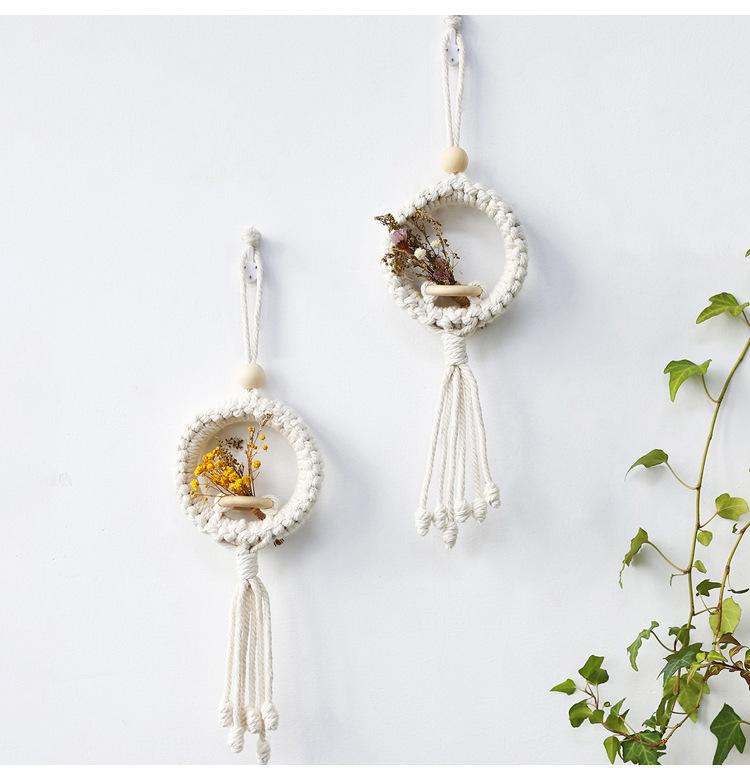 Cotton Rope Hand-woven Simulated Flower Basket Pendant Simple Home Bedroom Homestay Wall Hanging Room Decoration