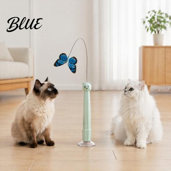 Juguetes Electrónicos Silenciosos para Mascotas Varita Mariposa Eléctrica para Gatos Recargable Juguete de Varita Interactiva Rotación 360 Auto-Juego Automático para Gatos con 2