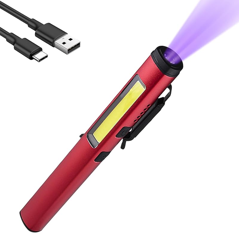 

Yalanme LED Penlight, Blue Light, LED Work Light, COB UV, 3-Way Lighting, Handy, USB Rechargeable, Magnetic, Lightweight, Compact, for Inspection,