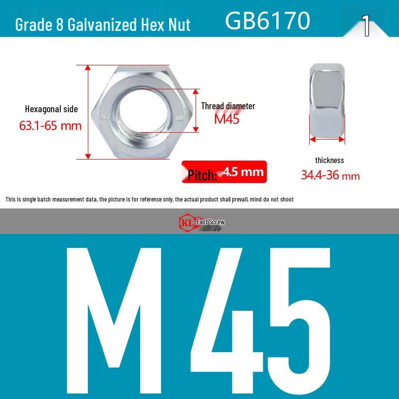 Galvanized Hex Nuts, Flat Washers, Spring Washers in M2-M48, Blue and White Zinc Coated