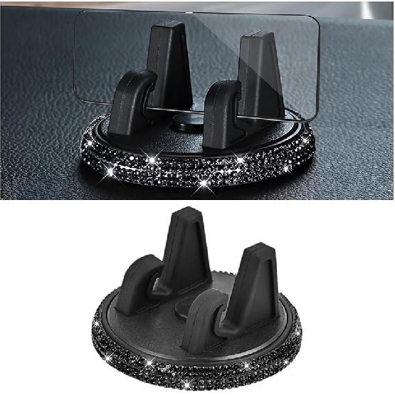 Bling Car Phone Holder, Rhinestones 360° Adjustable Vehicle Center Console Dashboard Navigation Cellphone Mount, Diamond Automobile Smartphone