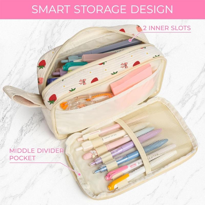 Astuccio Multifunzione Grande Borsa in Tessuto per Matite Multi Scomparti Astucci per Penne Grande Capacità Organizzatore per Penne per Studente