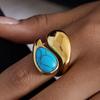 Yori Blue Turquoise Asymmetrical Minimalist Fashion Open Ring Trendy Charm Jewelry for Women New Gift 2025