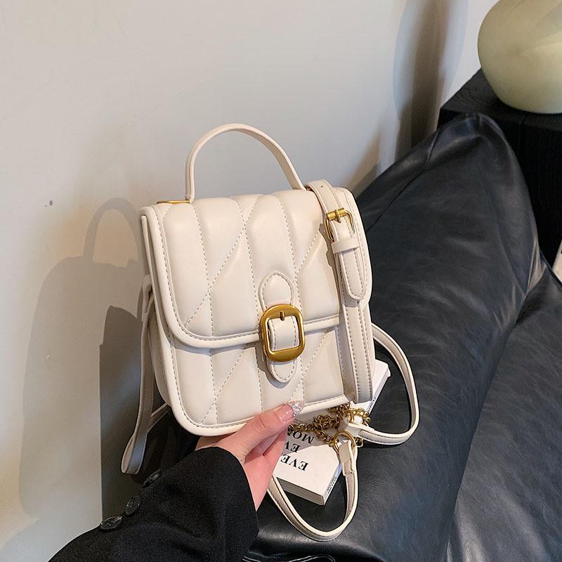 Retro Chic Small Style Bag Women 2023 New Autumn And Winter Simple Rhombus Small Square Bag High-end Single Shoulder Bag белый