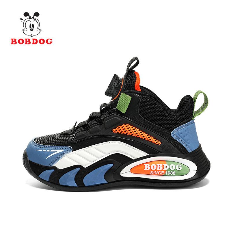 Babu bean boys shoes 2025 spring and autumn new casual leather surface waterproof soft sole rotating button children's sports shoes