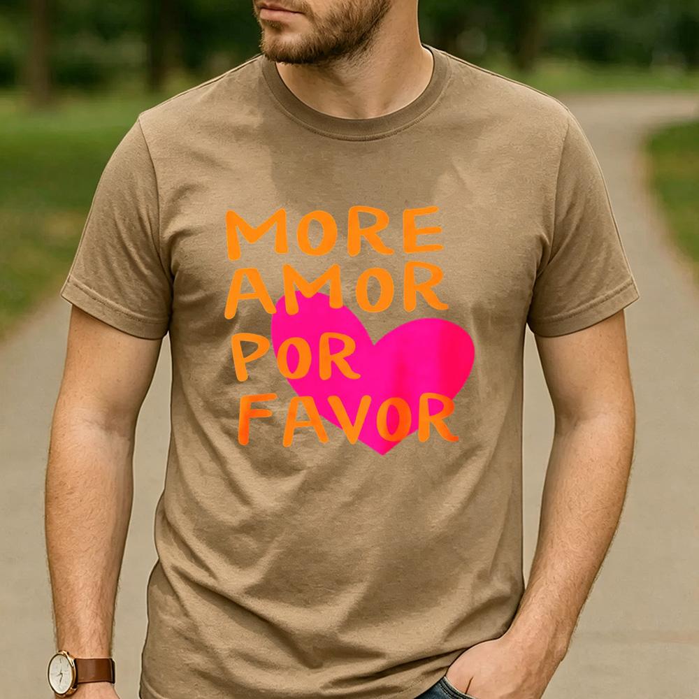 Y2K RoUnisextic Streetwear Cotton T Shirt Unisex More Amor Por Favor Spanish Love Quote Pink Heart Graphic Aesthetic Casual Tee