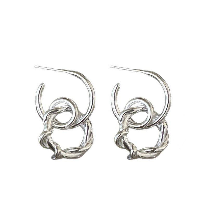 925 Sterling Silver Vintage Earrings For Women Trendy Simple Round Twist Earring Jewelry Prevent Allergy Party Accessories Gift