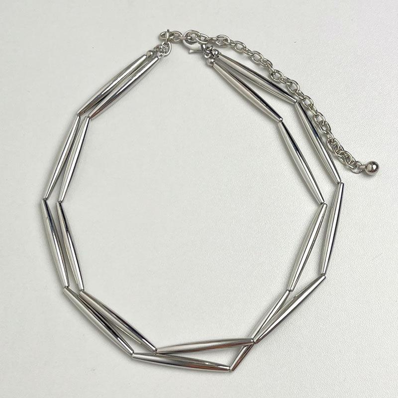 Simple Cold Wind Metal Tube Splicing Necklace Fashion Niche Temperament Collarbone Chain Personality Light Luxury High-end Jewelry