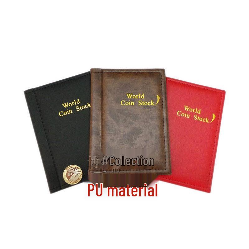 PU Leather Coin Collection Album - 120 Slot Slip-in Commemorative & Medium Grid Design