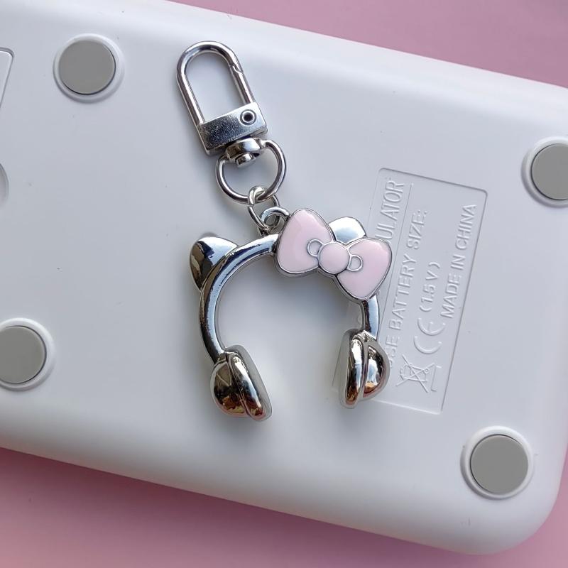 

Милый брелок цвета макарон, креативный мультяшный брелок в форме наушников для автомобиля, кавайная подвеска для сумки для девочек, украшение, подарок для друзей серебряный