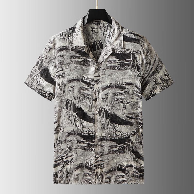 

Men s Plus Size Summer Thin Floral Short Sleeve Shirt L
