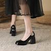 9-High heels women's autumn new waterproof table Mary Jane shoes thick heel square head shallow mouth single shoes women