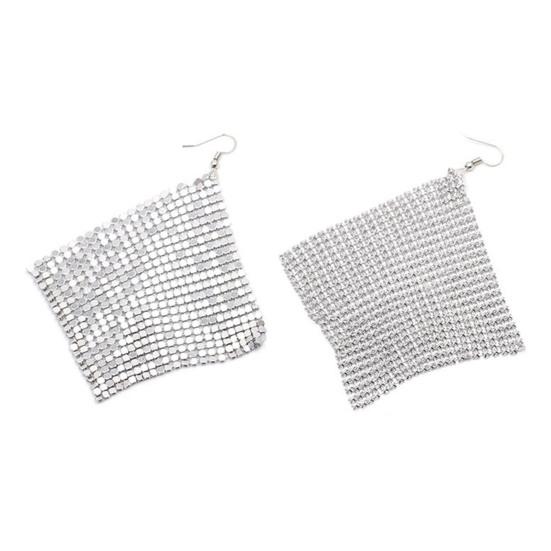 1 Pair Sequin Hook Earrings Geometric Design Long Earrings Night Club Party Women Gown Drop Earrings