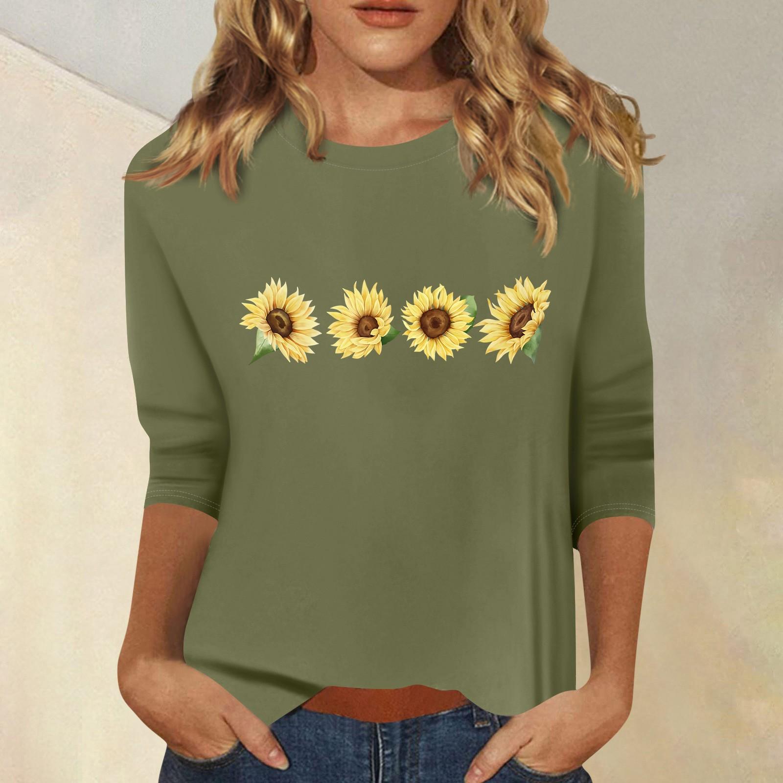 

Женская мода повседневный принтованный топ с семью рукавами и круглым вырезом XL