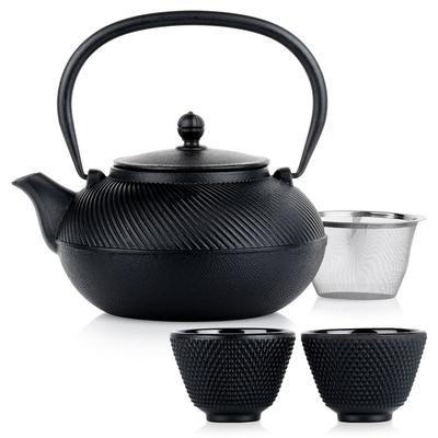 Emaille Gusseisen Teekanne mit Siebeinsatz und Tassen Cast Line 1 L / 60 Ml, 4 Stk.