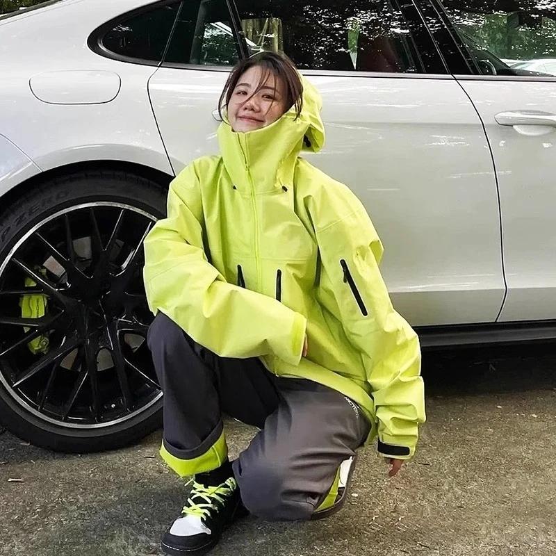 Embroidery Three Layer Mens Womens Camping Coat Outdoor Waterproof Windbreaker Hiking Ski Jackets
