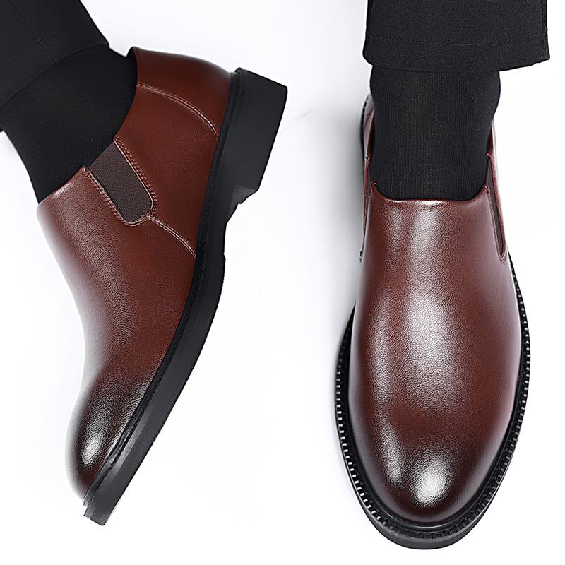 Men Business Dress Leather Shoes Spring Autumn Leisure Genuine Leather Breathable Soft Sole Ightweight Driving Boots Office Work