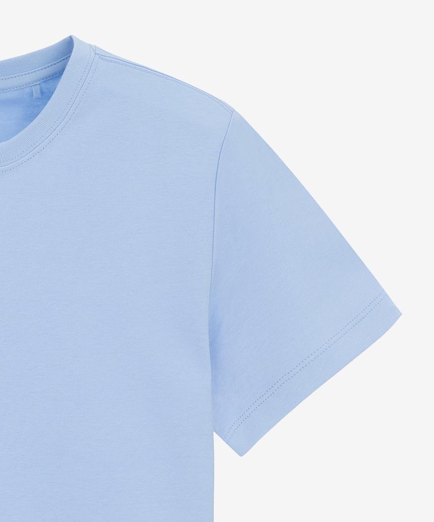BASIC HOUSE Women'S Round Crop Short Sleeve T-Shirt Blue Lats0202