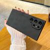 Luxury Solid Color Matte Leather Phone Case For Samsung Galaxy S25 Ultra Matte Shockproof Rear Phone Cover