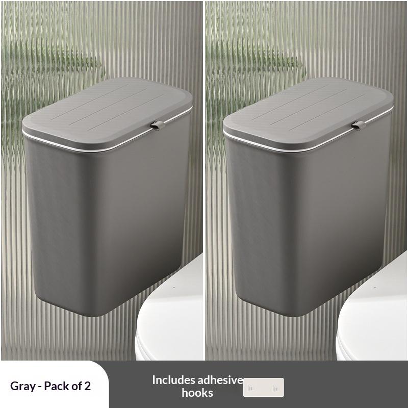 1/2Pcs Effortless Cleanup Space-Saving White Wall-Mounted Trash Bin For Kitchen - Durable Plastic Multi-Functional Garbage