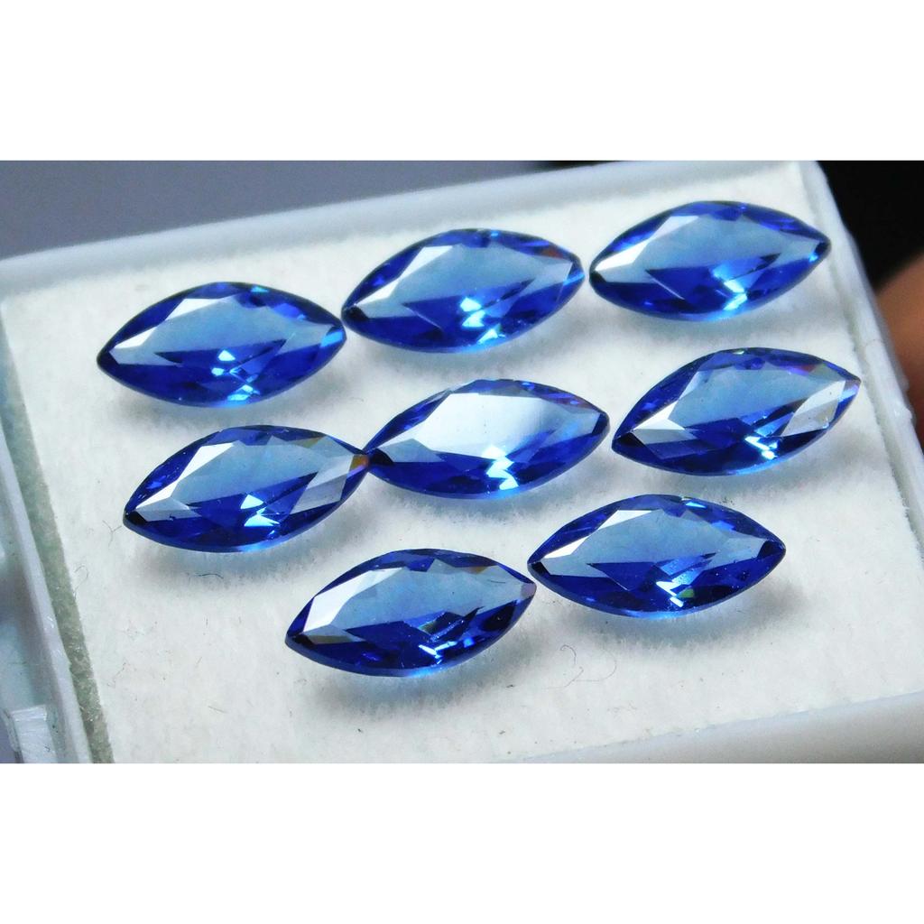 8 PCS Natural Blue Sapphire 4-6 Ct Marquise 7x5 Mm Loose Gemstone Lot CERTIFIED MULTTIQ124