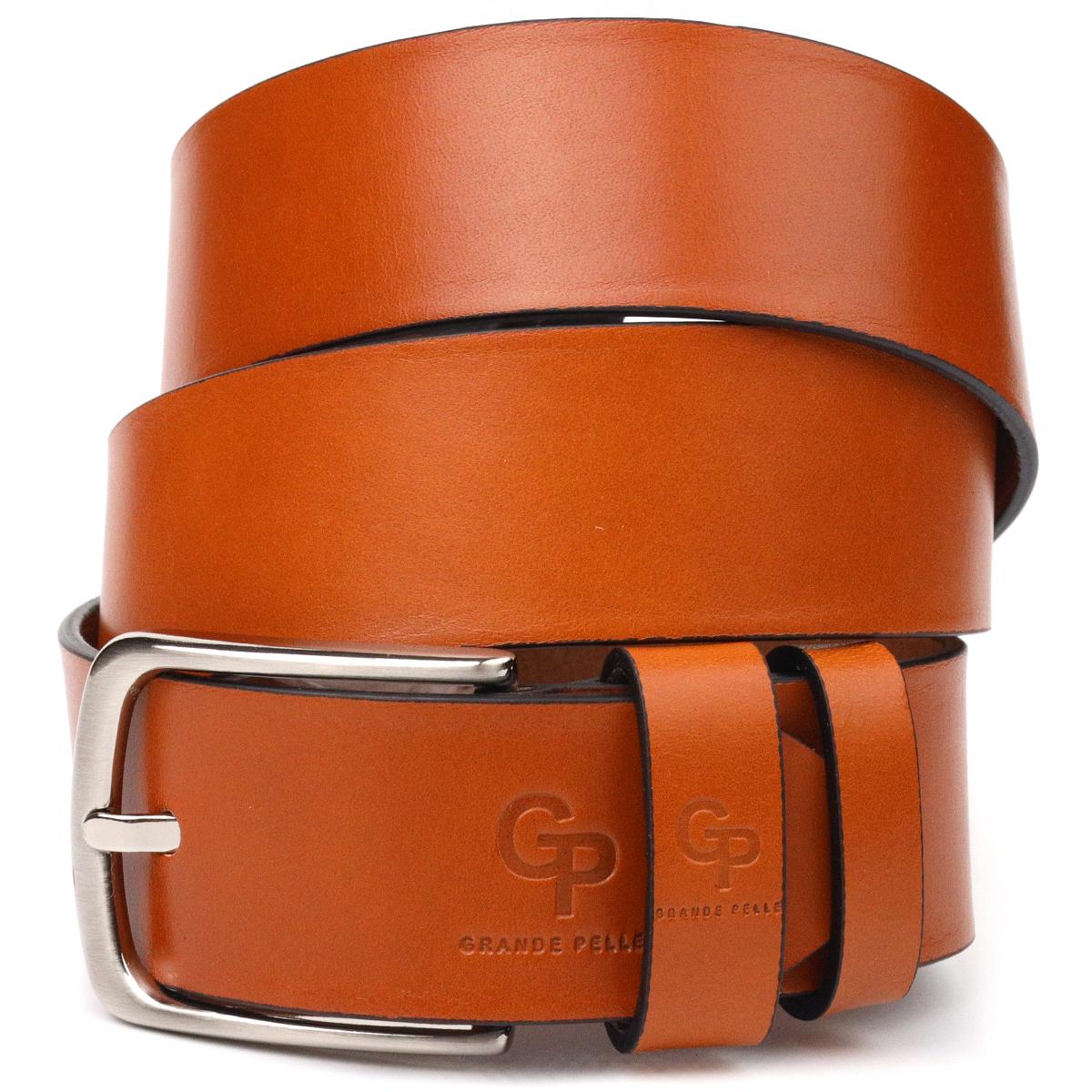 

Люксовий чоловічий шкіряний ремінь GRANDE PELLE Leather Belt 21473 Рудий