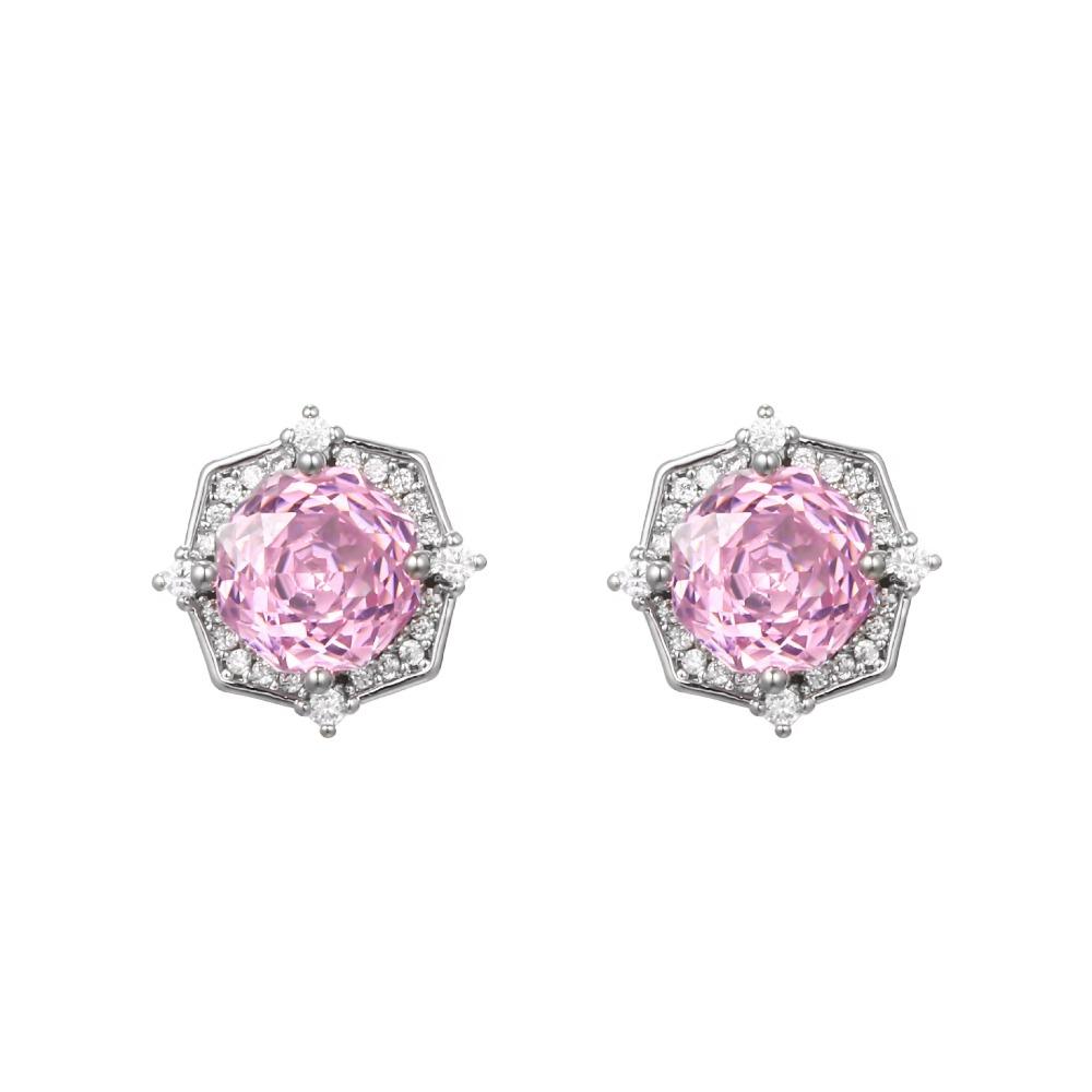 Unique Design Pink Zircon Stud Earrings Zirconium Rose Petal Earrings  Commuting Earrings