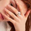 Double Pearl Wrap Ring For Women, Open Cuff Ring Stainless Steel, Statement Jewekry