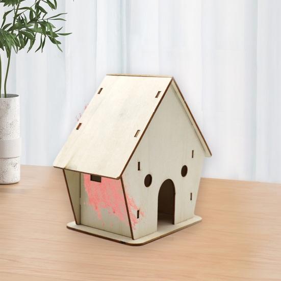 DIY Wood Birdhouse Kit Unfinished Log Home Craft Project with Safe Paint Wooden Crafts Boys And Girls Graffiti Bird Nest for Kids