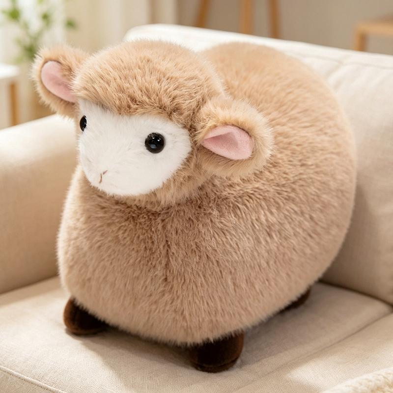 Super Pluizig Dik Schaap Pluche Speelgoed 4 Kleuren Rond Dik Lam Gevuld Kussen Slaapkamer Bank Decoratie Voor Cadeaus. 22cm