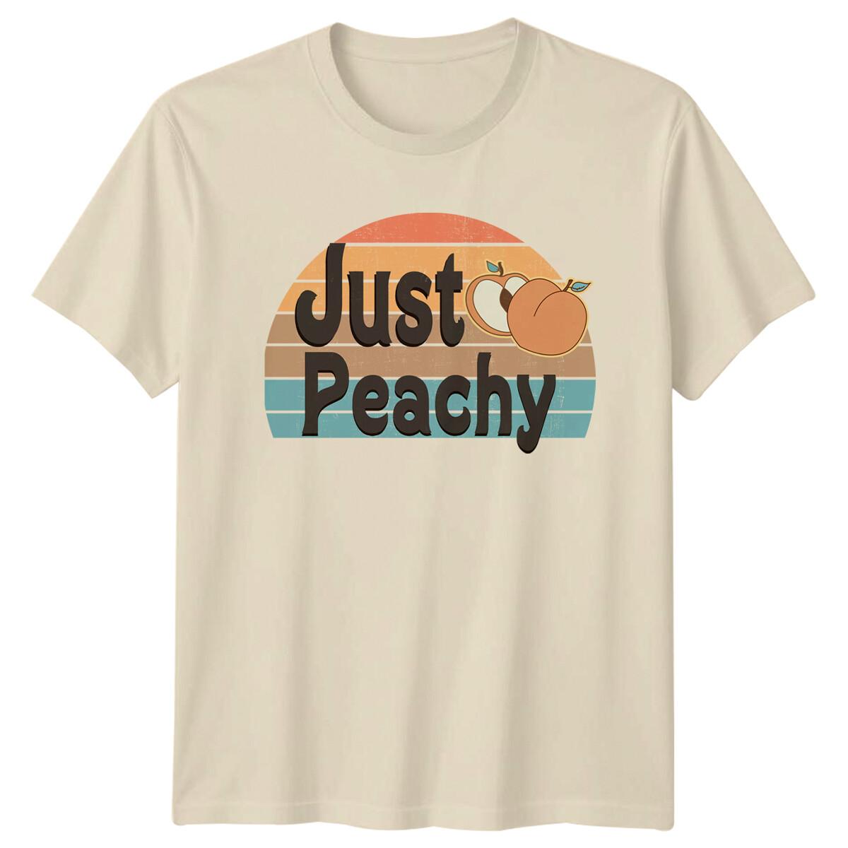 Just Peachy Retro Sunset Fruit Graphic T-Shirt S