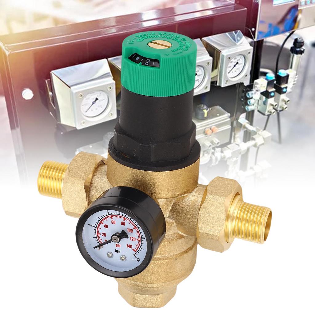 Water Pressure Regulator Brass 40 Microns Filter Drinking Water Pressure Regulator with Meter