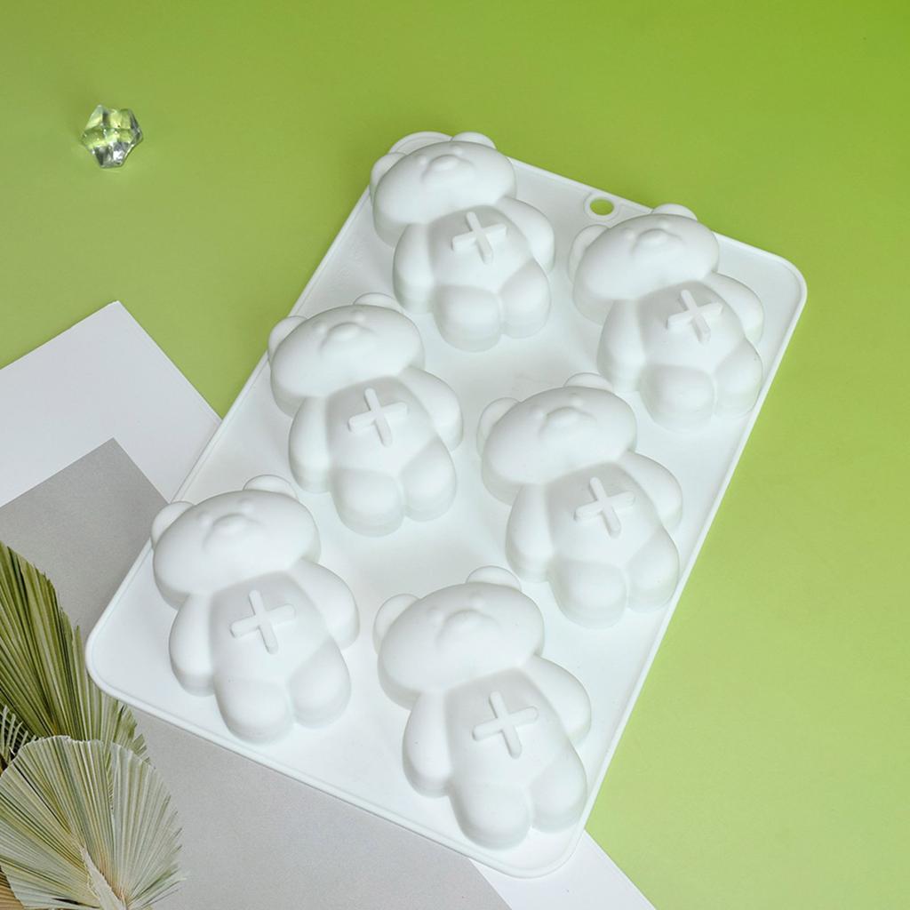 Silikonowa Forma do Ciasta Musowego Spożywczej Jakości Kreatywna 6 Komórkowa Kształt Niedźwiadka Forma do Deserów Nieprzywierająca Czekoladowe Cupcakes Formy do Pieczenia