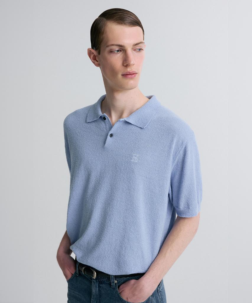 Liimaen Boucle Knit Polo Shirt Ocean