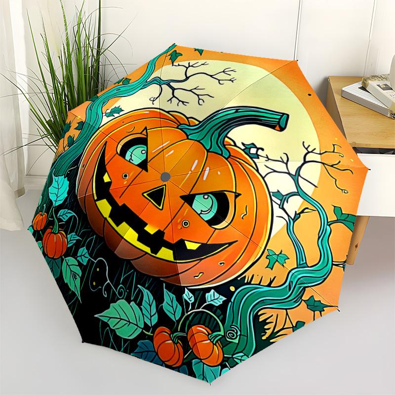 1pc Pumpkin Halloween Automatic Open/Close Umbrella, Windproof, Folding Compact Umbrella with Lightweight Design for Women/Men175