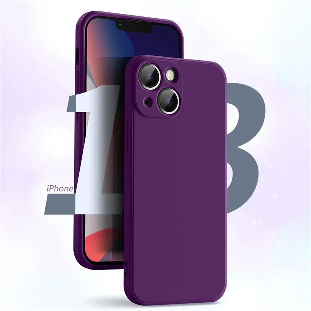 Purple For For Iphone 16 Liquid Silicone Phone Case 11 12 13 14 1 Pro Max Mini X XS XR 7 8 14 1 16 Plus Full Protection Case