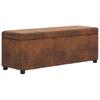 Storage Bench with Compartment 116 cm Brown Suede Look