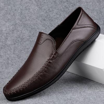 Luxury Brand Slip On Men Loafers Genuine Leather Italian Casual Men's Shoes New High Quality Black Driving Boat Shoes Moccasins
