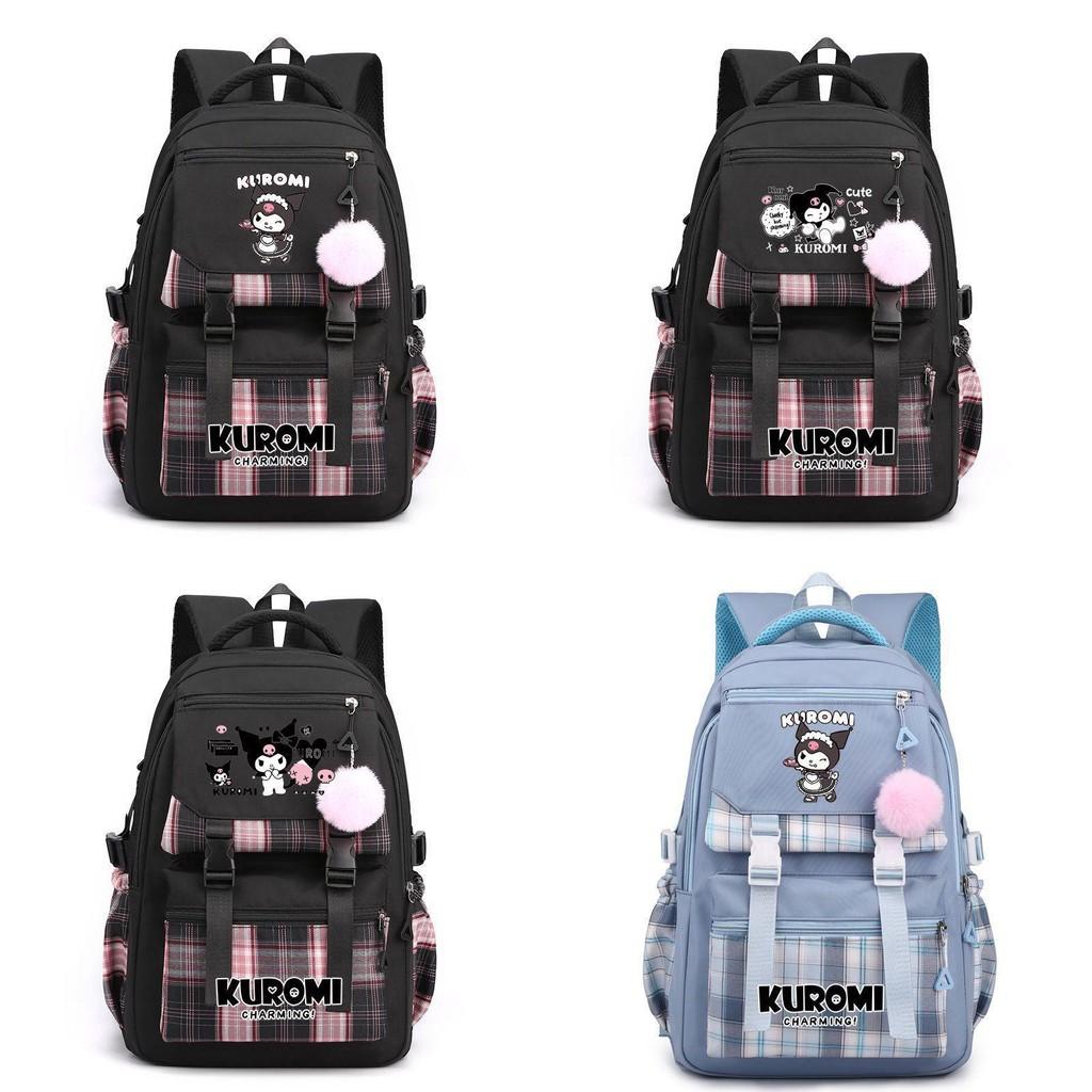 Zaino a Libro di Kuromi per Bambini Zaino in Nylon con Cartone Animato di Ragazza per Viaggi e Scuola