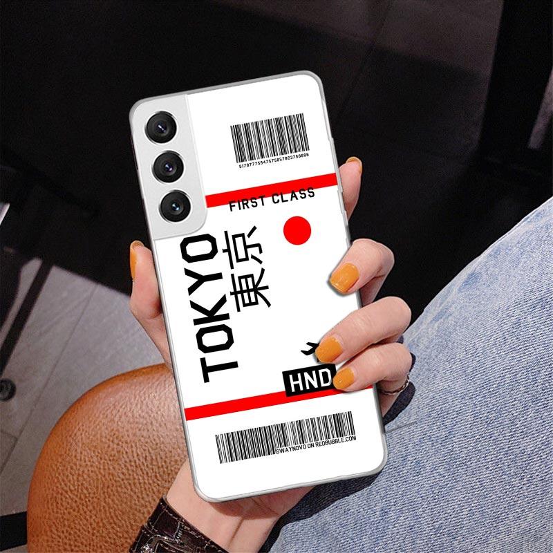 Travel Ticket Label Phnoe Case for Samsung Galaxy S26 S25 Edge S23 S24 Ultra S22 Plus S21 S20 FE Unique Cover Soft Coque Galaxy