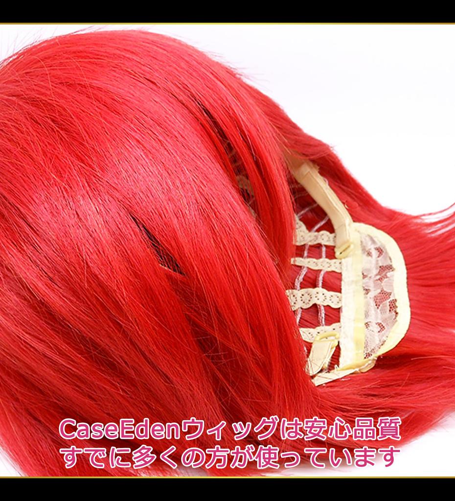 CaseEden Cosplay Wig, Short, 30cm, Heat-Resistant, Deep Red, Includes 2 Wig Nets