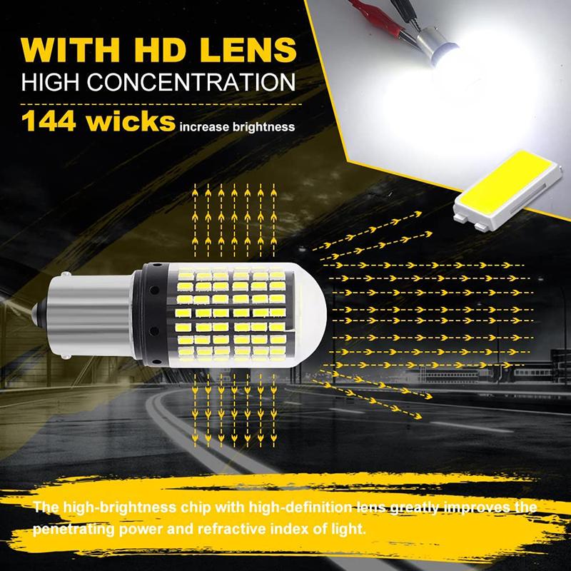 2 PCS P21W 1156 BA15S 1157 BAY15D 7443 LED Bulbs Canbus 12V 7000K Super Bright White Car Tail Back Parking Brake Parking Lamps